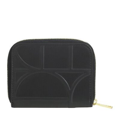 Dudu Small Leather Coin Purse Zipper Black_nude