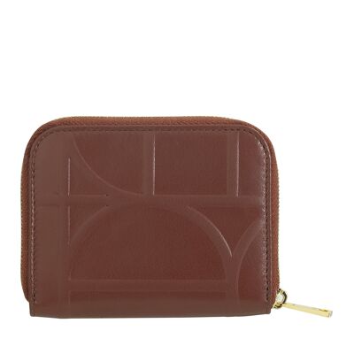 Dudu Small Leather Coin Purse Zipper Chocolate_lilac
