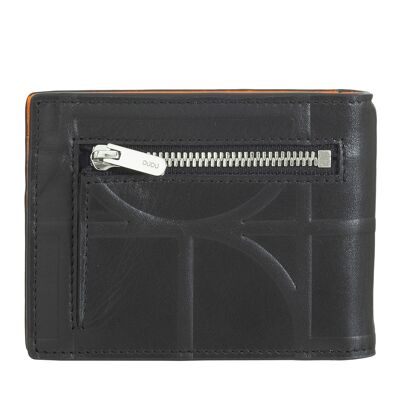 Dudu Leather Men'S Rfid Wallet With Money Clip Black_orange