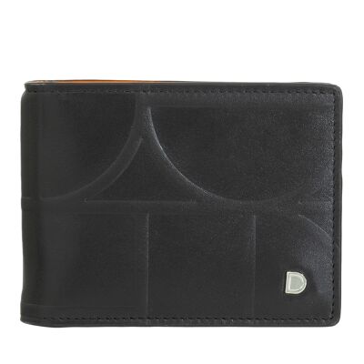 Portafoglio da uomo in pelle Dudu RFID con fermasoldi, nero_arancione
