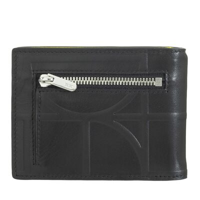 Dudu Leather Men'S Wallet Money Clip Black_bright yellow