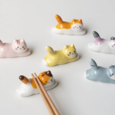 Reposa palillos de cerámica con forma de gato