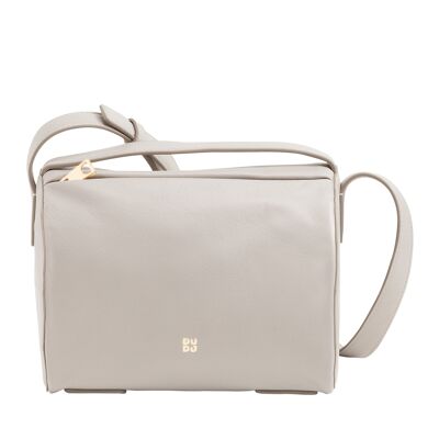Borsa a tracolla piccola in pelle da donna Dudu, colore grigio perla