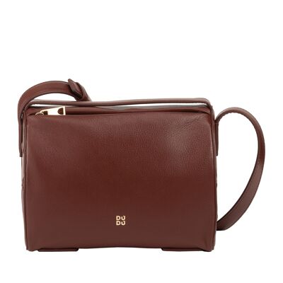 Borsa a tracolla in pelle Dudu Small da donna, colore cioccolato_lilla