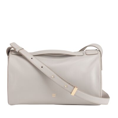 Borsa a tracolla grande in pelle da donna Dudu, colore grigio perla