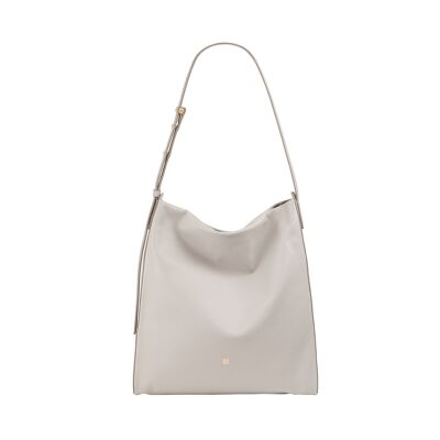 Borsa de compras en pelle da donna Dudu con cerniera grigio perla