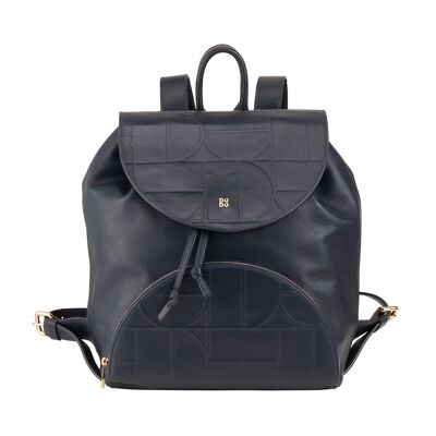 Zaino in pelle da donna Dudu con patta blu marino