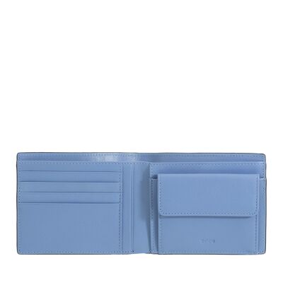 Portafoglio da uomo Dudu in pelle con portamonete Nero_blu pastello