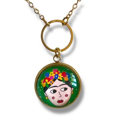 Frida Kahlo necklace, gold or silver finish
