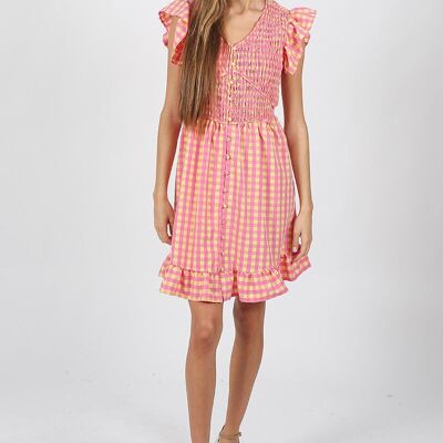 Robe à carreaux roses