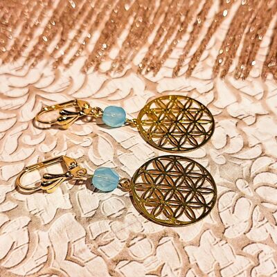 Flower of Life Pearl Earrings 18k Gold Plated Brass Mother's Day Mom Gift Teacher Gift