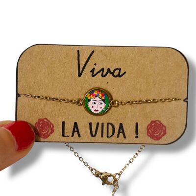 Pulsera Frida Kahlo, acabado dorado o plateado