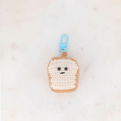 Llavero - pan de molde tejido a crochet hecho a mano