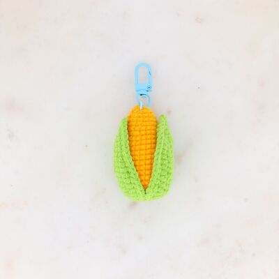 Llavero de maíz de crochet hecho a mano