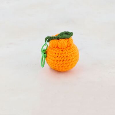 Handmade crochet khaki keychain
