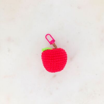 Porte-clé - pomme rouge au crochet fait-main