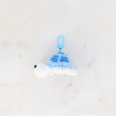 Handmade crochet turtle keychain