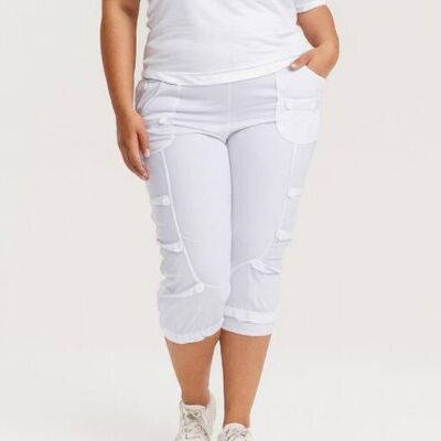 Plus size white button-up capri pants (B192)