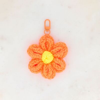 Handmade crochet flower keychain