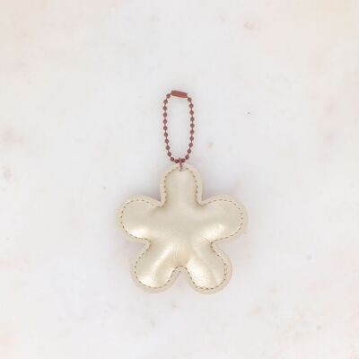Keychain - handmade faux leather flower
