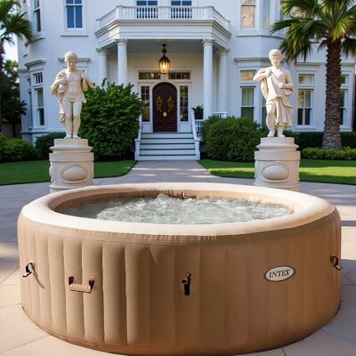 Round Inflatable Jacuzzi – Ø216 cm – 6 Persons – 140 AirJets – Including Accessories – With Water Softener & Timer Function