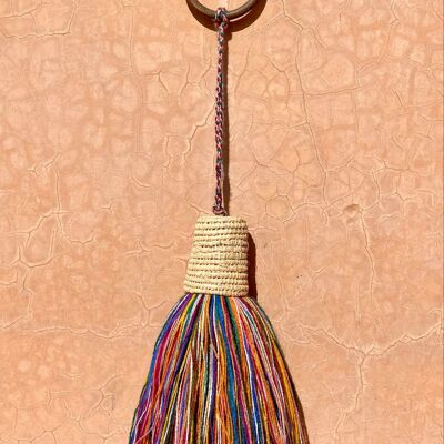 Pompon XL multi-poches avec coupe en raphia