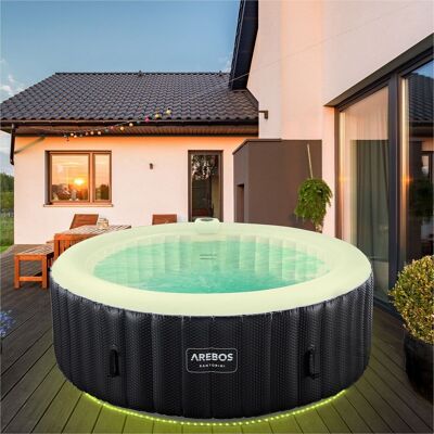 Inflatable Whirlpool Florence – 2400W | 154 x 154 x 65 cm | 4 Person Jacuzzi | 100 Massage Jets | Up to 40°C Heating | Inflatable Spa Indoor & Outdoor | Including Cover & Accessories