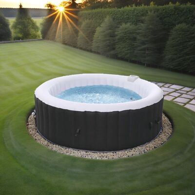 GURU Inflatable Whirlpool Rome – 2400W | 208x208x65 cm | For 6 Persons (4 Adults)+ 2 Children) | 130 Massage Jets | Heats up to 40°C | Indoor & Outdoor Spa | Including Accessories & Cover