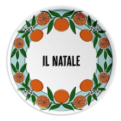 1 assiette à gâteau en porcelaine avec NOËL - mandarine