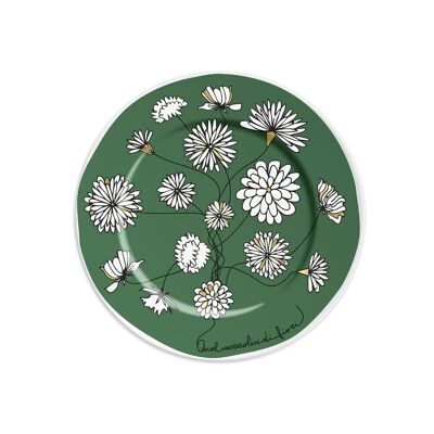1 assiette diam 16cm avec CE BOUQUET DE FLEURS - vert