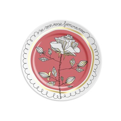 1 assiette diam 16cm avec SI LES ROSES FLEURISSENT - rose