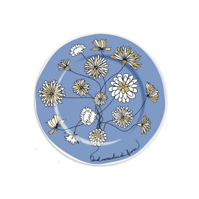 1 assiette diam 16cm avec CE BOUQUET DE FLEURS - bleu clair