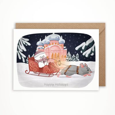 Greeting Card - Ghosty's Christmas - A Sleigh in the Snow
