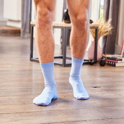 Combed cotton socks Pique knit - Light blue