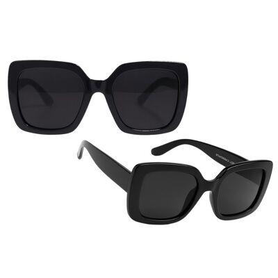Women's Black Square Sunglasses Brand Orange Wood Protection Index 3 Elegant and Trendy