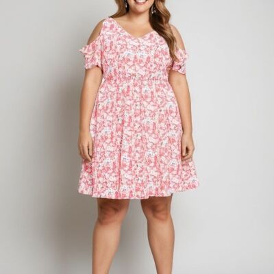 Plus size red print dress (C6575)