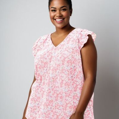 Plus size pink print top (C6577)