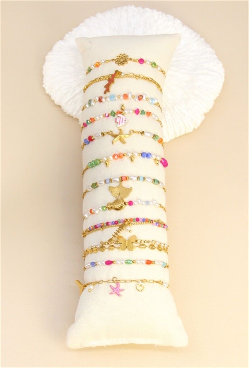 Set mit 12 Perlenarmbändern aus Edelstahl – Glanz & Verführung