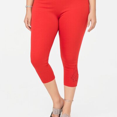 Plus size short leggings with orange pattern (B210)