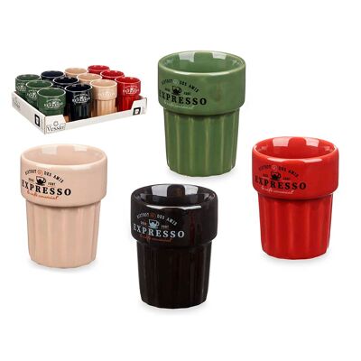 PACK 12 VASOS LOZA EXPRESSO 300ML SURT 4 COLORES Color:Multicolor