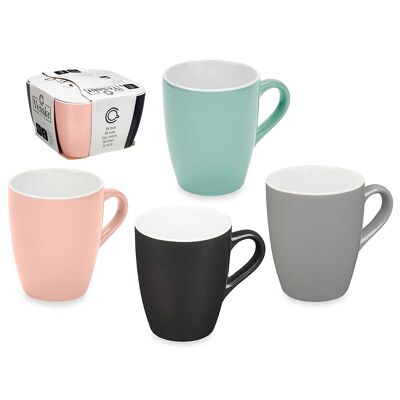 SET 4 TAZAS 360ML SURT 4 COLORES Color:Multicolor