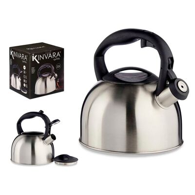 2.5L STAINLESS STEEL TEAPOT PLASTIC HANDLE Color: Silver