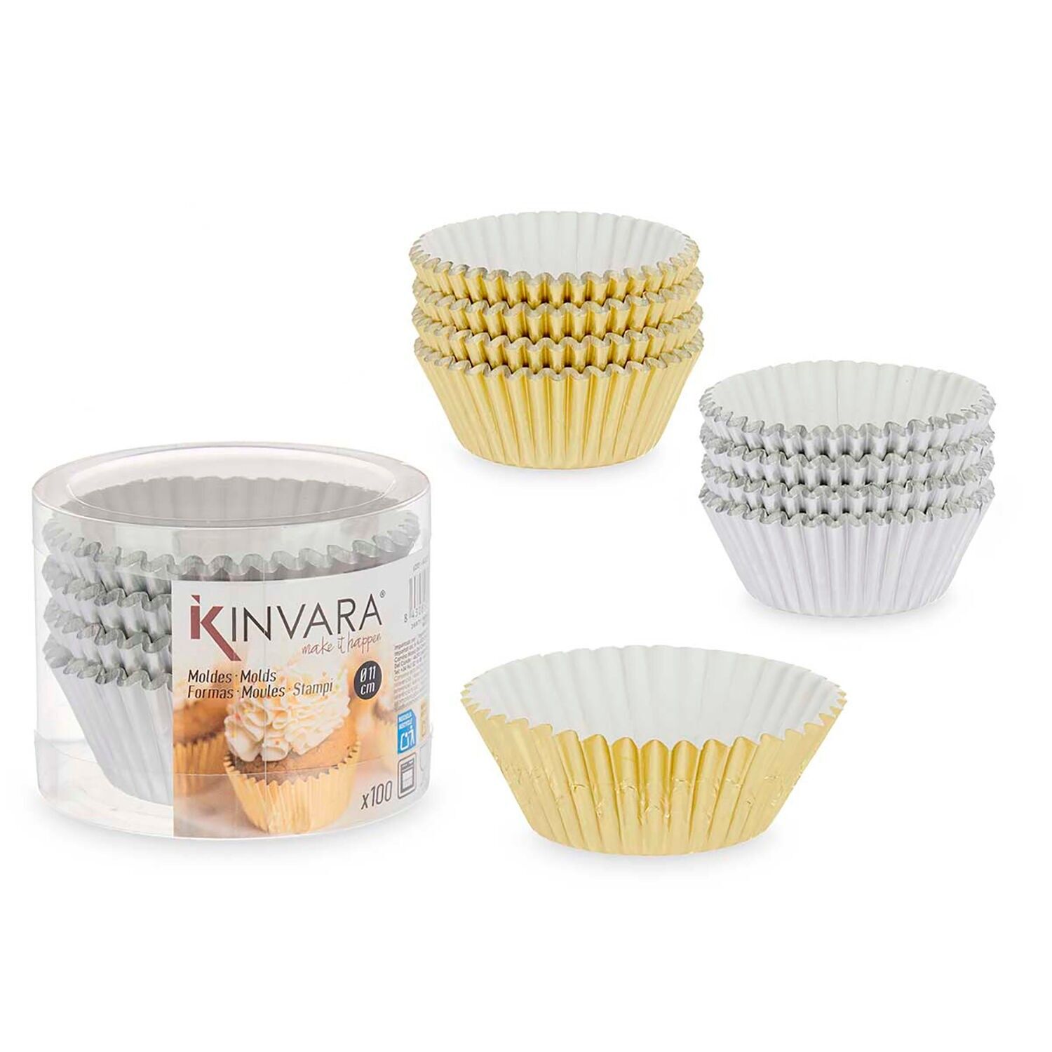 SET OF 200 REPOST METALLIC PAPER MOLDS 11CM SRT 2 COLORS Color: Gold/Silver