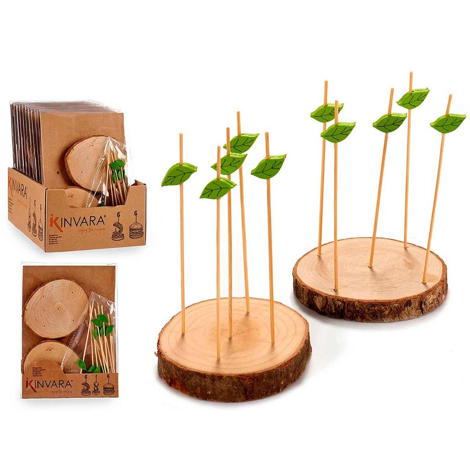 SET MIT 2 HOLZSTAMMTRÄGERN MIT 10 SPIKES Farbe: Braun