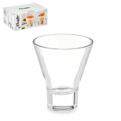 PACK 6 VASOS vidrio CONICOS BASE 230ML Color:Transparente