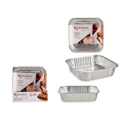 SET DI 6 VASSOI QUADRATI IN ALLUMINIO Colore: Argento