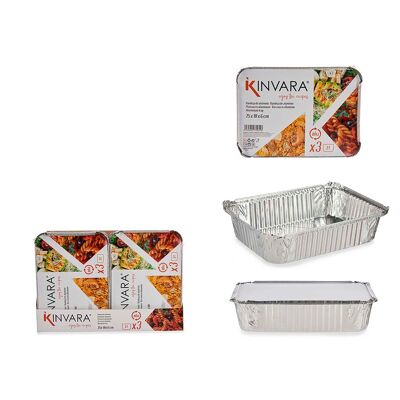 SET DI 3 VASSOI PROFONDI IN ALLUMINIO CON COPERCHIO GR Colore: Argento