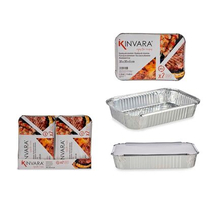 SET DI 2 VASSOI PROFONDI IN ALLUMINIO CON COPERCHIO Colore: Argento