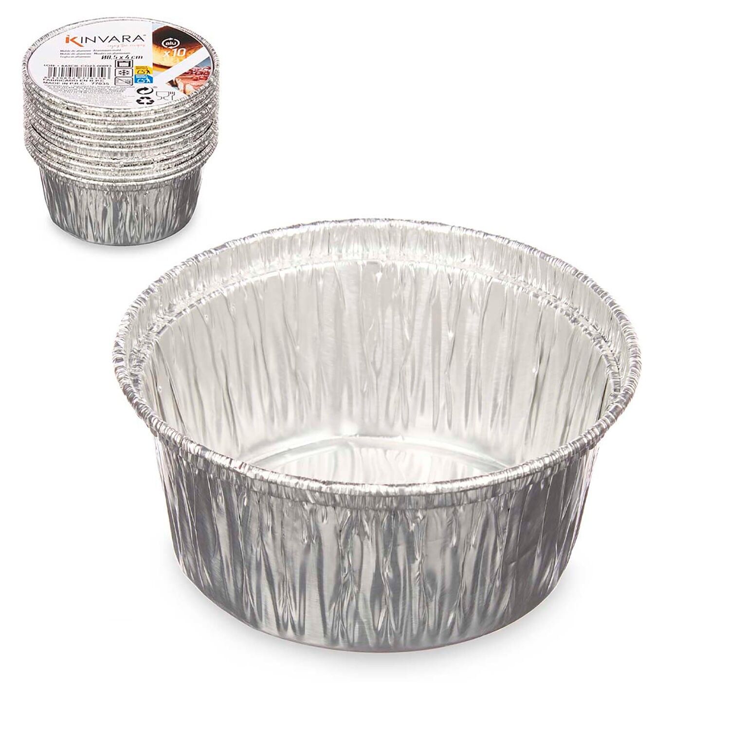 SET MIT 10 RUNDEN ALUMINIUM-TORTENFORMEN Farbe: Silber