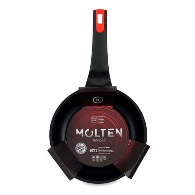 Padella in ghisa fusa per induzione da 22 cm. Colore: nero/rosso.